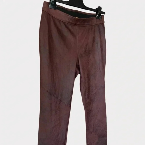 Free People Vegan Suede Pull on Leggings Skinny Pants in Burgundy Size 26 - Picture 6 of 9